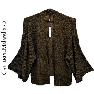 NWT CATHERINE MALANDRINO WIDE SLEEVE KNIT OPEN FRONT SWEATER OLIVE